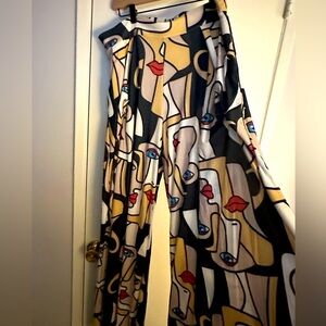 Picasso inspired wide leg pants ONE SIZE (Fits 20-24)